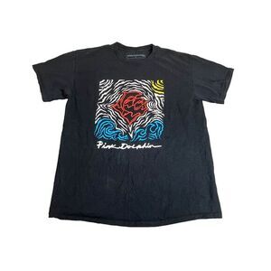 Pink Dolphin Shirt Adult Large Black Wave Stamp Streetwear Skater‎ Pullover Mens